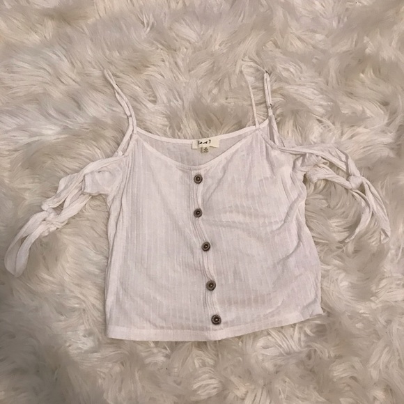 white tie sleeve crop top | f21 - Picture 2 of 3